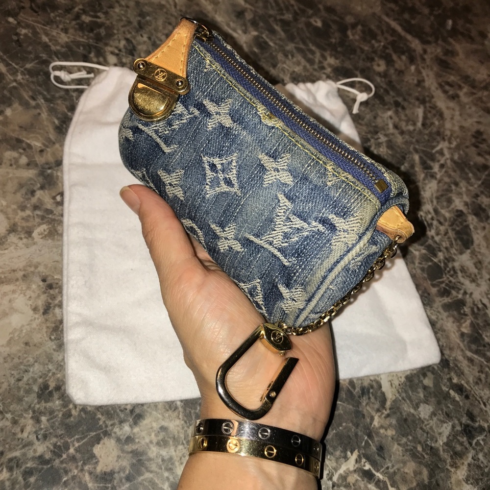 *SOLD*Louis Vuitton mini Bb denim speedy cles key pouch
